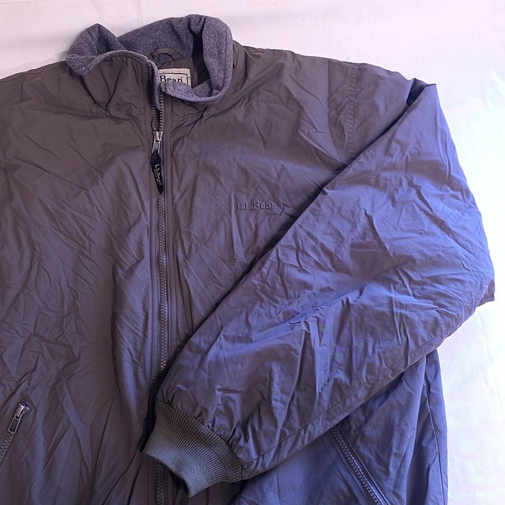 L.L.Bean Warm-Up Jacket Mens L Regular Brown Fleece Lined Nylon Bomber